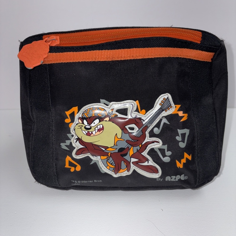 Vintage Warner Bros Black/orange Taz Playing Guitar Square AZPE Fanny Pack Y2K